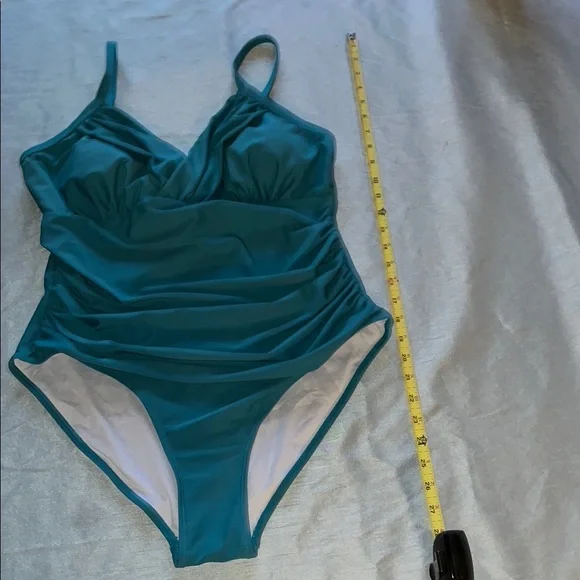 One Piece Blue Swimsuit For Women Tummy Control with Versatile Necklines Size L - Picture 4 of 7